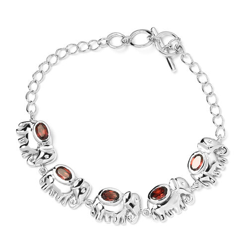 Rotes Granat Elefanten-Armband, ca. 18.5 cm, Messing Ionenbeschichtetes Platin ca. 2,73 ct image number 0