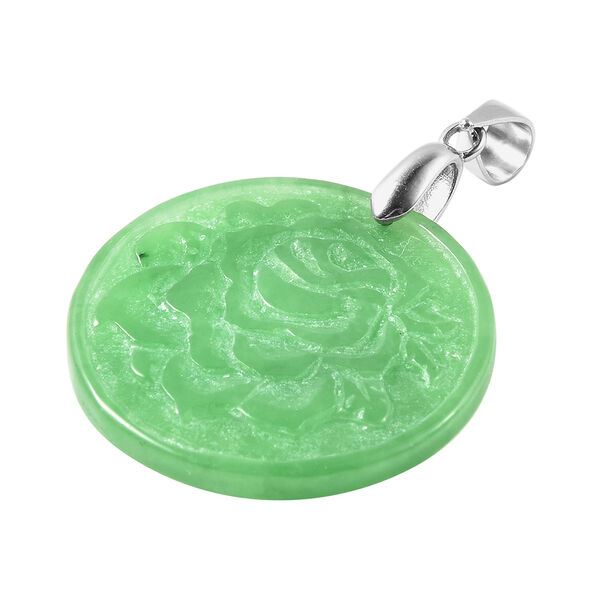 Handgeschnitzter, gr&uuml;ner Jade-Anh&auml;nger, 925 Silber ca. 18,06 ct image number 4