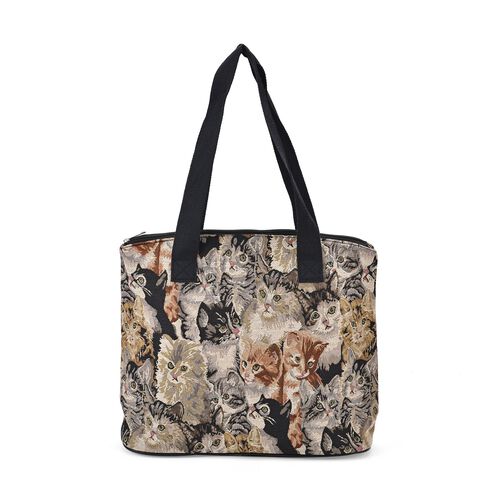 Vielseitige Tragetasche mit Blumen-Muster, Weiches Polyester, praktische Fächer und  sichere Reißverschlussöffnung, 38x13x33?cm