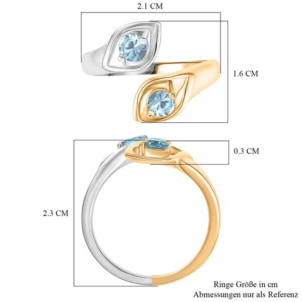 D'Joy blauer Zirkon zweifarbiger Ring und Ohrringe image number 7