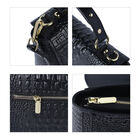 Luxus echte Leder Crossbody Tasche mit Kroko-Prägung, Schwarz image number 4