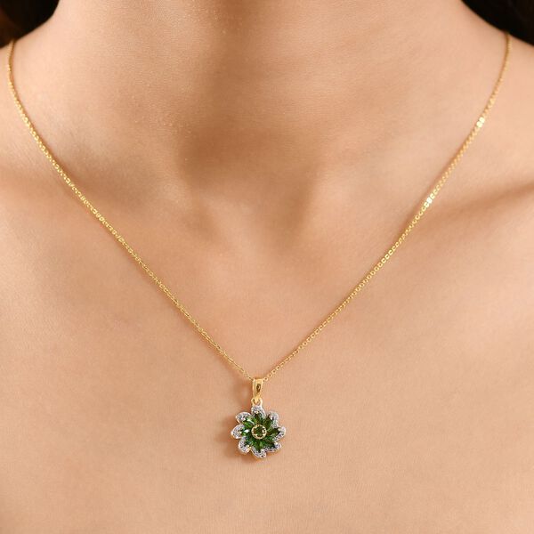 Natürlicher Chromdiopsid Anhänger 925 Silber vergoldet ca. 1.06 ct image number 3