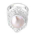 Weiße Mabe Perle Ring 925 Silber (Größe 17.00)