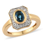 London Blau Topas und Zirkon Ring 925 Silber vergoldet  ca. 1,13 ct image number 3