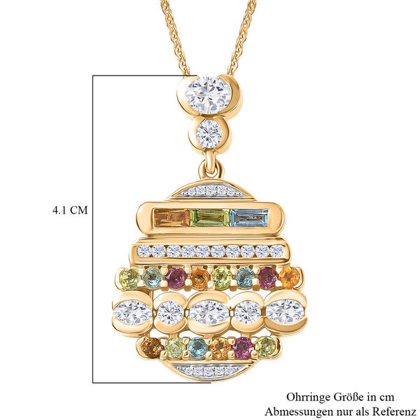 GP Art Deco Kollektion - Wei&szlig;er Zirkon Anh&auml;nger mit Kette, ca. 50 cm 925 Silber 750 Gelbgold Vermeil ca. 6.32 ct image number 8