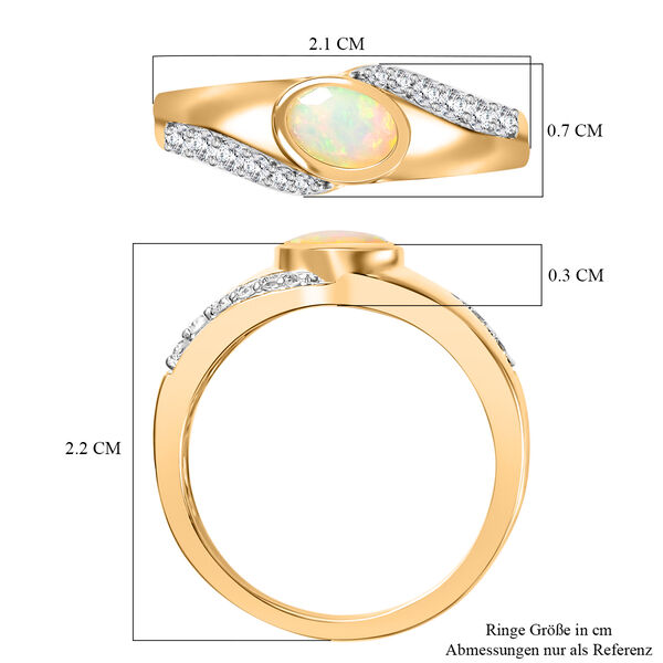 Nat&uuml;rlicher, &auml;thiopischer Welo Opal und Zirkon-Ring - 0,56 ct. image number 8