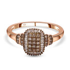 Nat&uuml;rlicher Champagner Diamant Ring, 925 Silber Ros&eacute;gold Vermeil (Gr&ouml;&szlig;e 21.00) ca. 0.50 ct