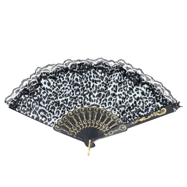 4er - Set Handf&auml;cher im japanischen Stil, Leopard Druck, wei&szlig;, Rosa, Gelb image number 5