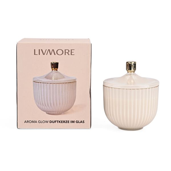 Duftkerze im Glas mit Deckel, Luxusglas-Design, Tabak und Oud, Weiß image number 5