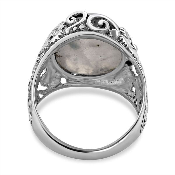 Royal Bali Kollektion- Regenbogen Mondstein Cocktail Ring image number 4
