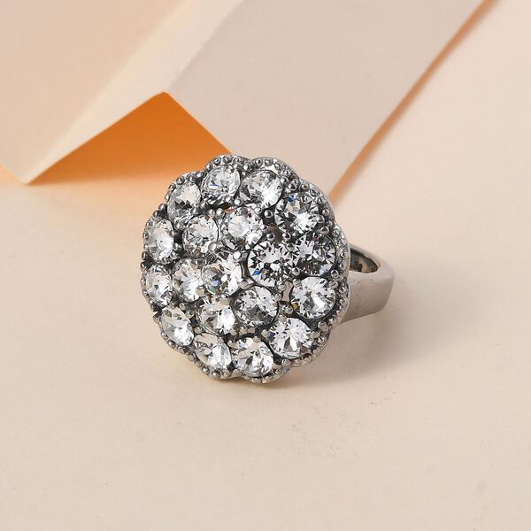 Wei&szlig;er Kristall Ring, Edelstahl (Gr&ouml;&szlig;e 16.00) image number 1