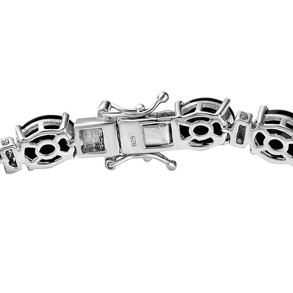 Schwarzes Turmalin und wei&szlig;es Zirkon Armband, ca. 19 cm, 925 Silber platiniert ca. 30.56 ct image number 4