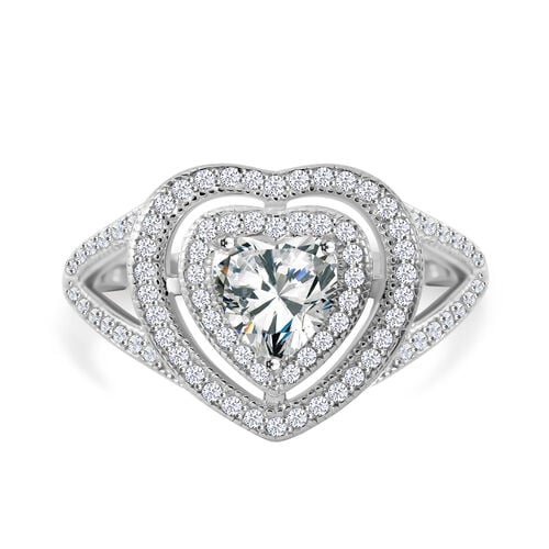 LUSTRO STELLA -Weißer Zirkonia Ring 925 Silber rhodiniert (Größe 19.00) image number 0