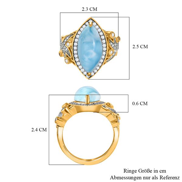 Larimar und Zirkon Cocktail Ring - 6,97 ct. image number 7