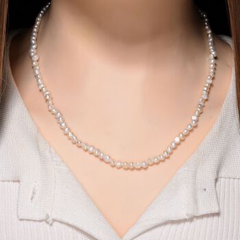 Wei&szlig;e S&uuml;&szlig;wasser Perle 45+5cm Halskette