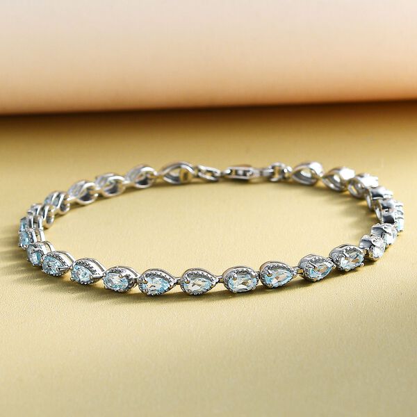 Himmelblaues Topas Armband, ca. 20 cm, 925 Silber platiniert ca. 8,49 ct image number 2