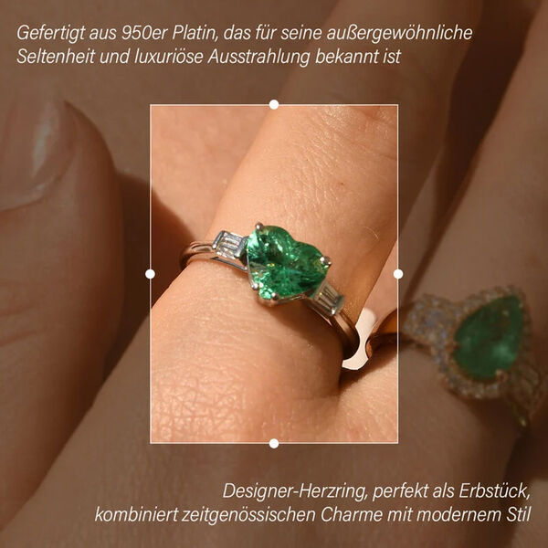 RHAPSODY AAAA Kolumbianischer Smaragd und VS Diamant Ring in 950 Platin - 1,71 ct. image number 3