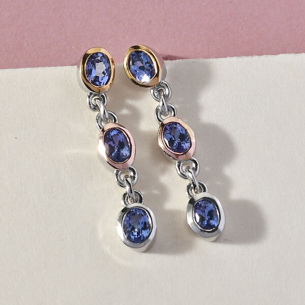 Tansanit-Ohrhänger, 925 Silber dreifarbige Beschichtung ca. 1,07 ct  image number 2