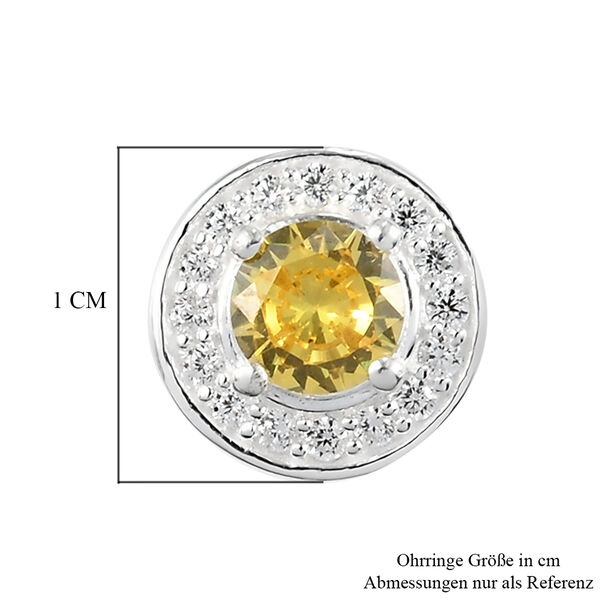 LUSTRO STELLA - Gelber und Wei&szlig;er Zirkonia Ohrstecker 925 Silber image number 5