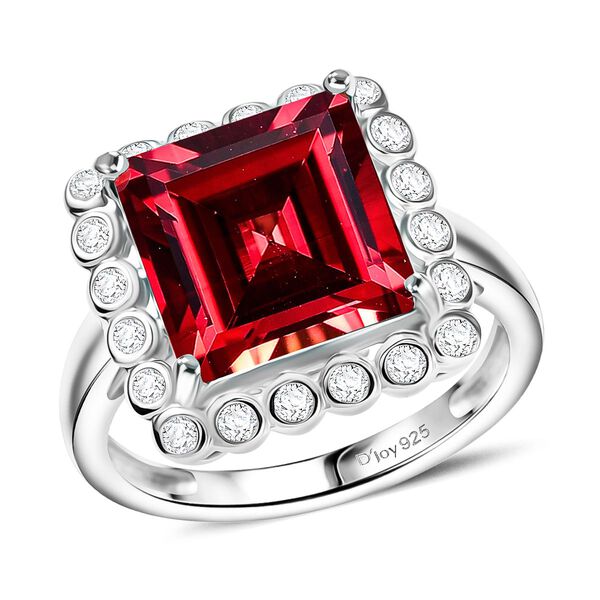 Sunset Serenity - D joy Lab Created Padparadscha-Saphir , Wei&szlig;er Zirkon Ring 925 Silber rhodiniert (Gr&ouml;&szlig;e 16.00) ca. 7.36 ct image number 4