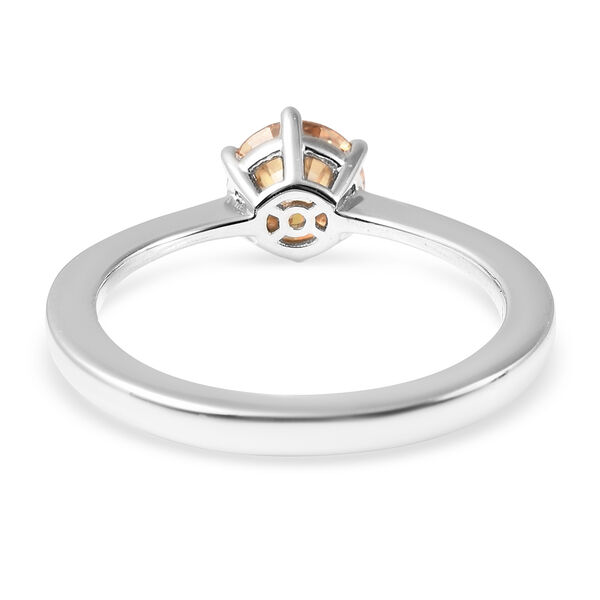 Champagner Moissanit Solitär Ring 925 Silber Rhodium-Überzug image number 5