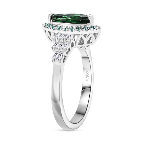 RHAPSODY zertifiziert und geprüft AAAA Tsavorite Granat, Paraiba Turmalin und VS-EF Diamant Ballerina Ring in 950 Platin - 1,50  ct. image number 3