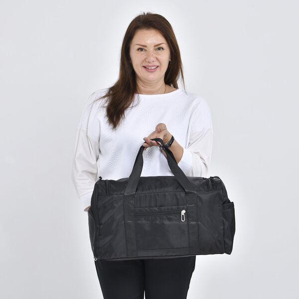 Reisetasche mit vielen F&auml;chern aus wasserfestem Nylon, schwarz image number 3