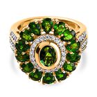 Natürlicher Chromdiopsid-Ring, 925 Silber Gelbgold Vermeil (Größe 16.00) ca. 4.60 ct