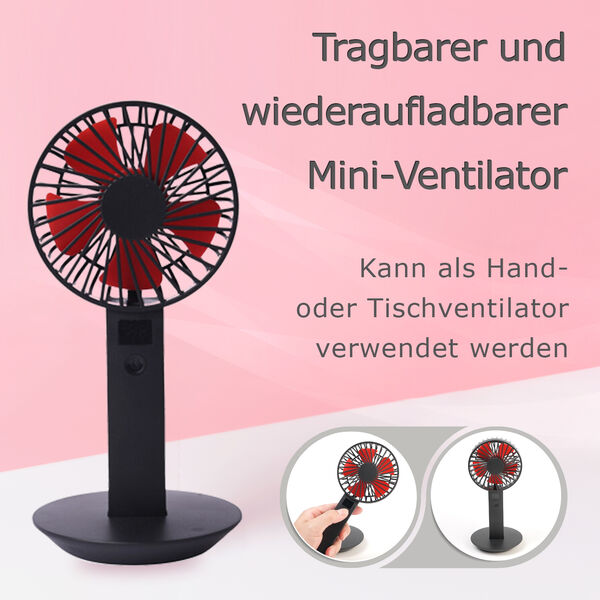 Tragbarer und wiederaufladbarer Mini-Ventilator mit 5 L&uuml;fterfl&uuml;geln image number 2