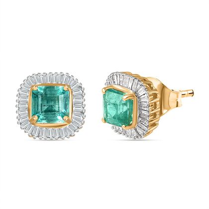 AAA Gemfields Kagem Sambischer Smaragd, Wei&szlig;er Diamant Ohrringe 375 Gold ca. 1.67 ct