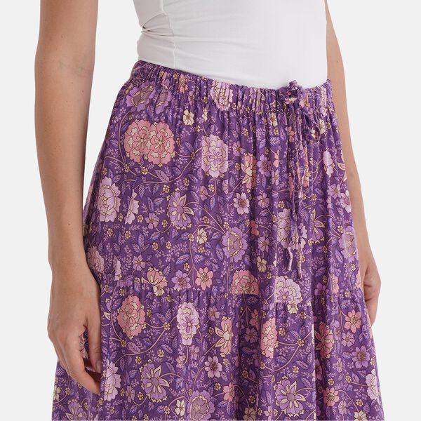Maxirock mit Blumenmuster, elastischer Bund, Länge 90 cm, Fliederfarben image number 5