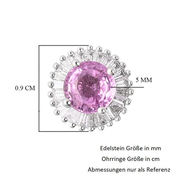 RHAPSODY rosa Saphir und Diamant Halo-Ohrstecker in Platin image number 4