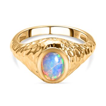 Nat&uuml;rlicher, &auml;thiopischer Welo Opal-Ring, 925 Silber vergoldet  ca. 0,76 ct