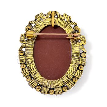 Harz, Wei&szlig;er Kristall Brosche Antikes Gold