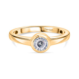 D’joy 120 Facetten Moissanit Ring 925 Silber vergoldet (Größe 17.00) ca. 0,47 ct