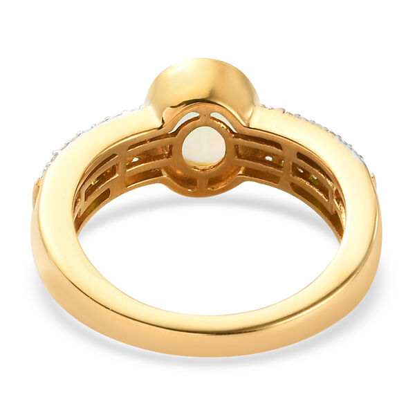 Nat&uuml;rlicher &Auml;thiopischer Opal und Nat&uuml;rlicher Chromdiopsid Ring 925 Silber vergoldet  ca. 1,49 ct image number 6