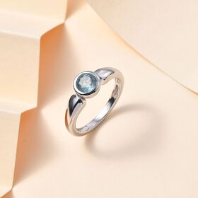 TUCSON FIND - Natürlicher AA Aqua Kyanit Ring 925 Silber rhodiniert (Größe 17.00) ca. 1.03 ct