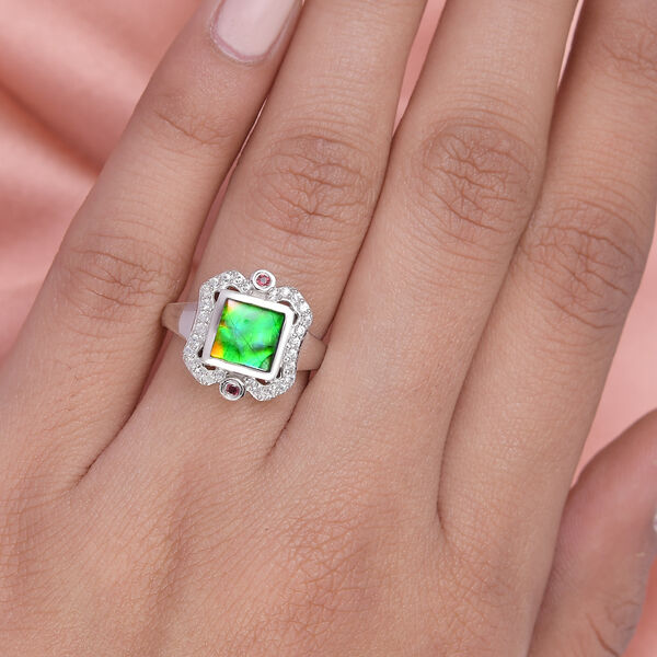 Ammolit, Zirkon und Rhodolith Granat Ring - 1,90 ct. image number 3