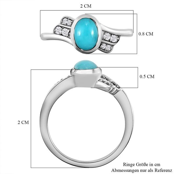 Amerikanischer, nat&uuml;rlicher Sleeping Beauty T&uuml;rkis und wei&szlig;er Zirkon-Ring, 925 Silber platiniert  ca. 0,86 ct image number 7