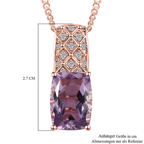 Rose De France Amethyst, wei&szlig;er Zirkon Anh&auml;nger mit Kette, 925 Silber ros&eacute;vergoldet, ca. 6.76 ct image number 6