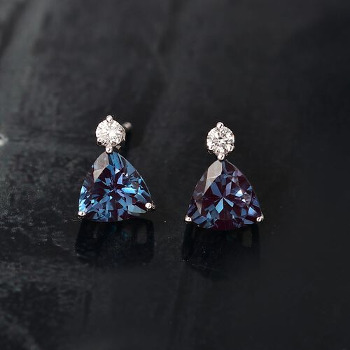 AAA Lab Grown Alexandrite, Lab Grown Diamant Ohrringe 417 Gold ca. 3,33 ct. image number 1