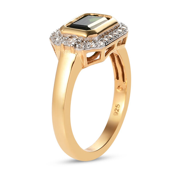 Nat&uuml;rlicher Chromdiopsid und wei&szlig;er Zirkon-Ring, 925 Silber vergoldet  ca. 1,47 ct image number 5