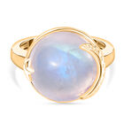 D'Joy AA Meetiyagoda Regenbogen Mondstein Ring 925 Silber 750 Gelbgold Vermeil (Größe 21.00) ca. 11.04 ct