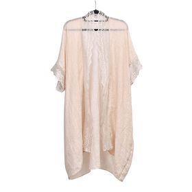 Kurzärmeliger Kimono mit Blumendruck, schwarzem Gürtel, mehrfarbig