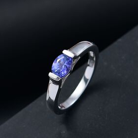 AA Tansanit Ring 925 Silber rhodiniert (Größe 17.00) ca. 0,65 ct