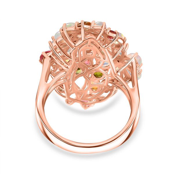 D'Joy Nat&uuml;rlicher, &auml;thiopischer Welo Opal, Multi-Turmalin und Moissanit Ring - 4 ct. image number 6