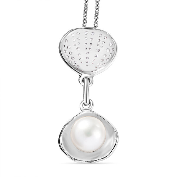 EverTrue S&uuml;&szlig;wasser Perle und Zirkon Anh&auml;nger mit 50cm Kette in Silberton image number 4