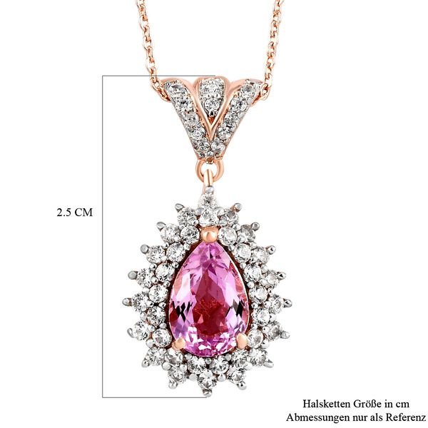 AA Martha Rocha Kunzit und weißer Zirkon Halo- Anhänger mit Kette image number 7