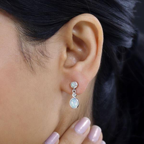 AA natürliche, äthiopische Welo Opal und Zirkon-Ohrringe - 1,55 ct. image number 4