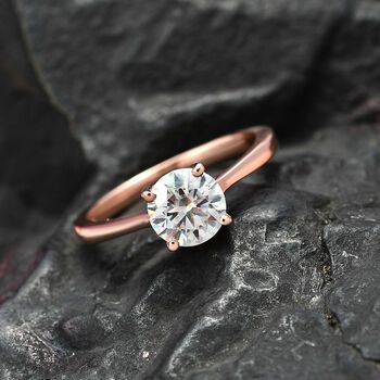 Moissanit Ring, 925 Silber ros&eacute;vergoldet - 1,18 ct.